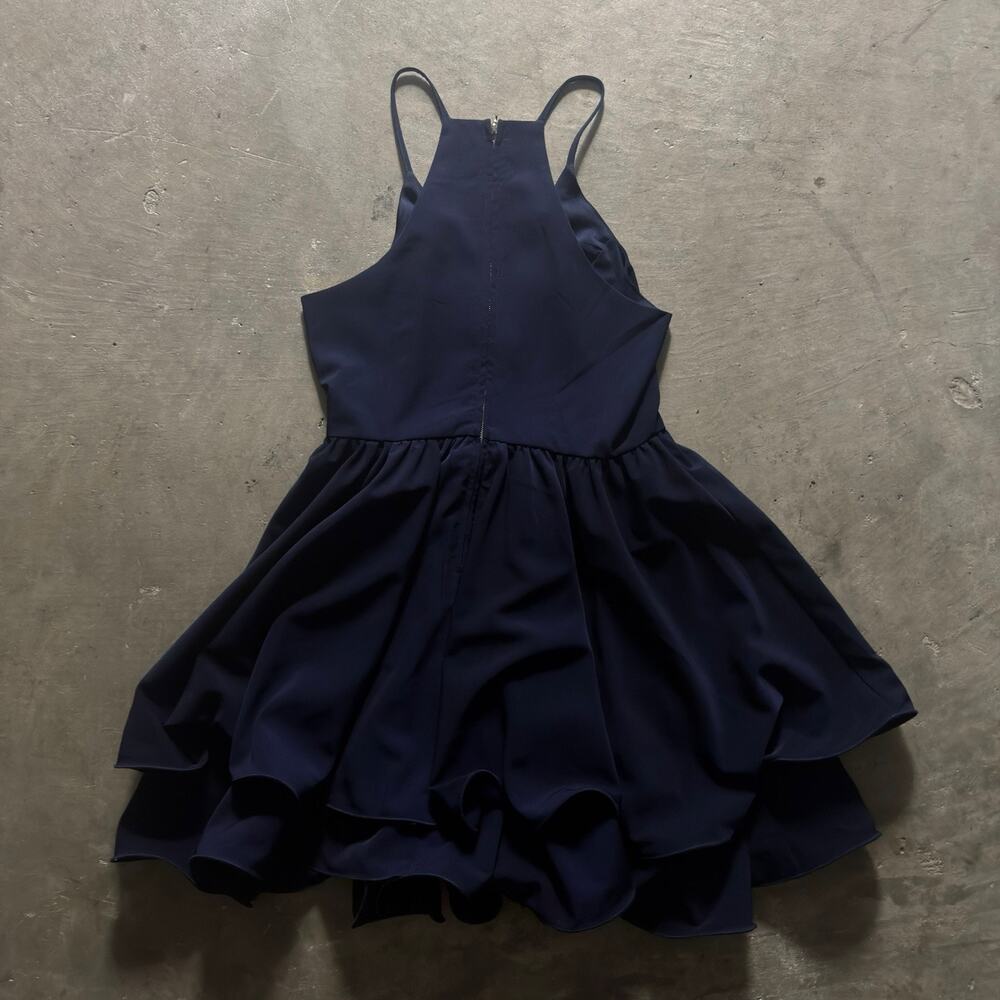 L'ATISTE Navy Halter Sleeveless Flare Short Dress Size M